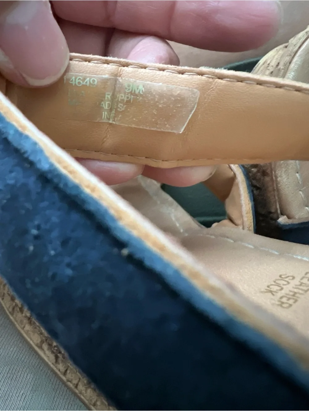 Mariella Navy Blue Suede Cork Wedge Sandals Size 9M
